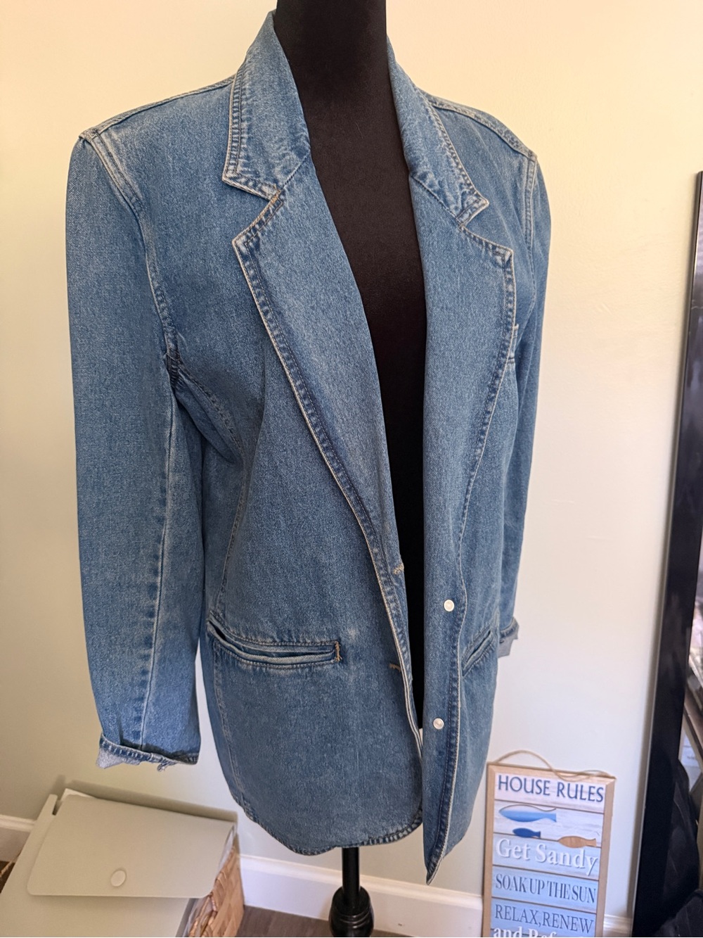 Baccini Light Blue Denim Blazer Jacket